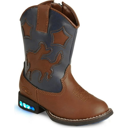 ROPER 09-018-1201-1207 TA KID/'S TAN NAVY LIGHT UP WESTERN BOOTS NEW IN BOX